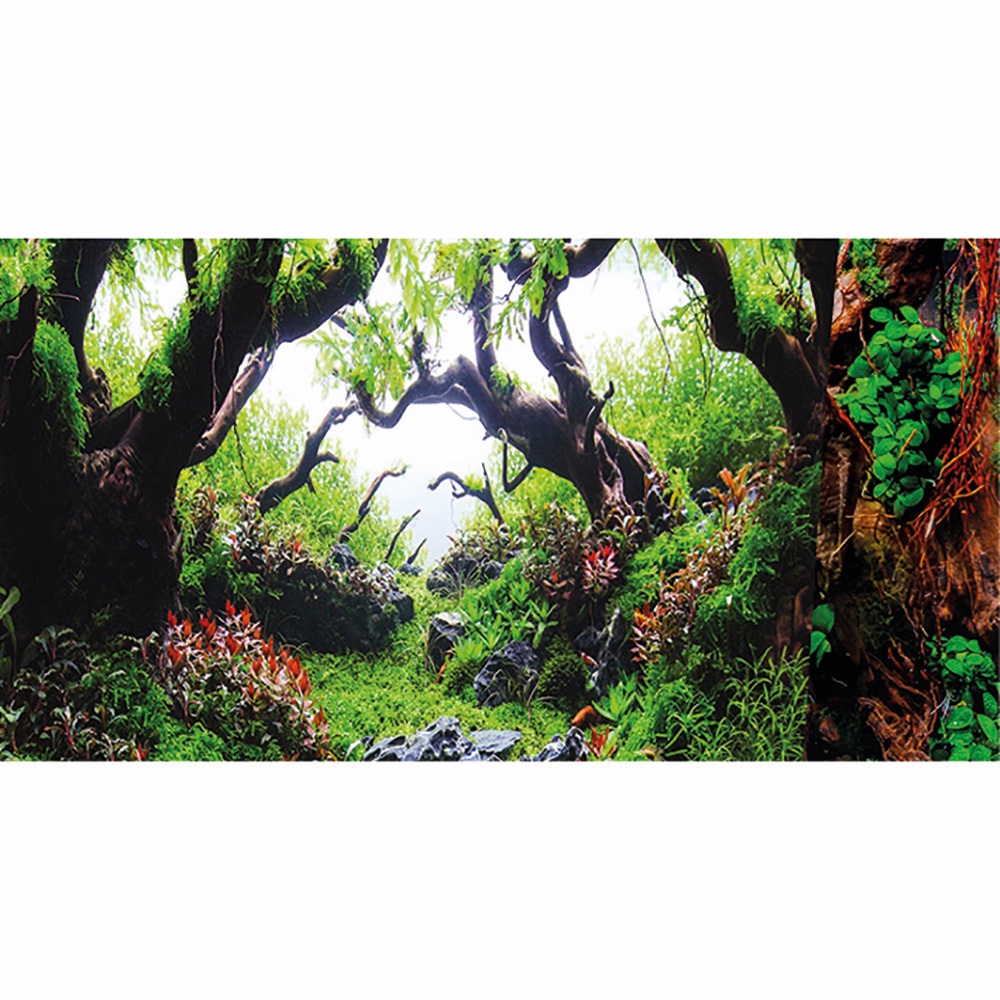 Hobby Aquarium Hintergrund Folie "Green Dream/Wooden Sky" 100x50cm