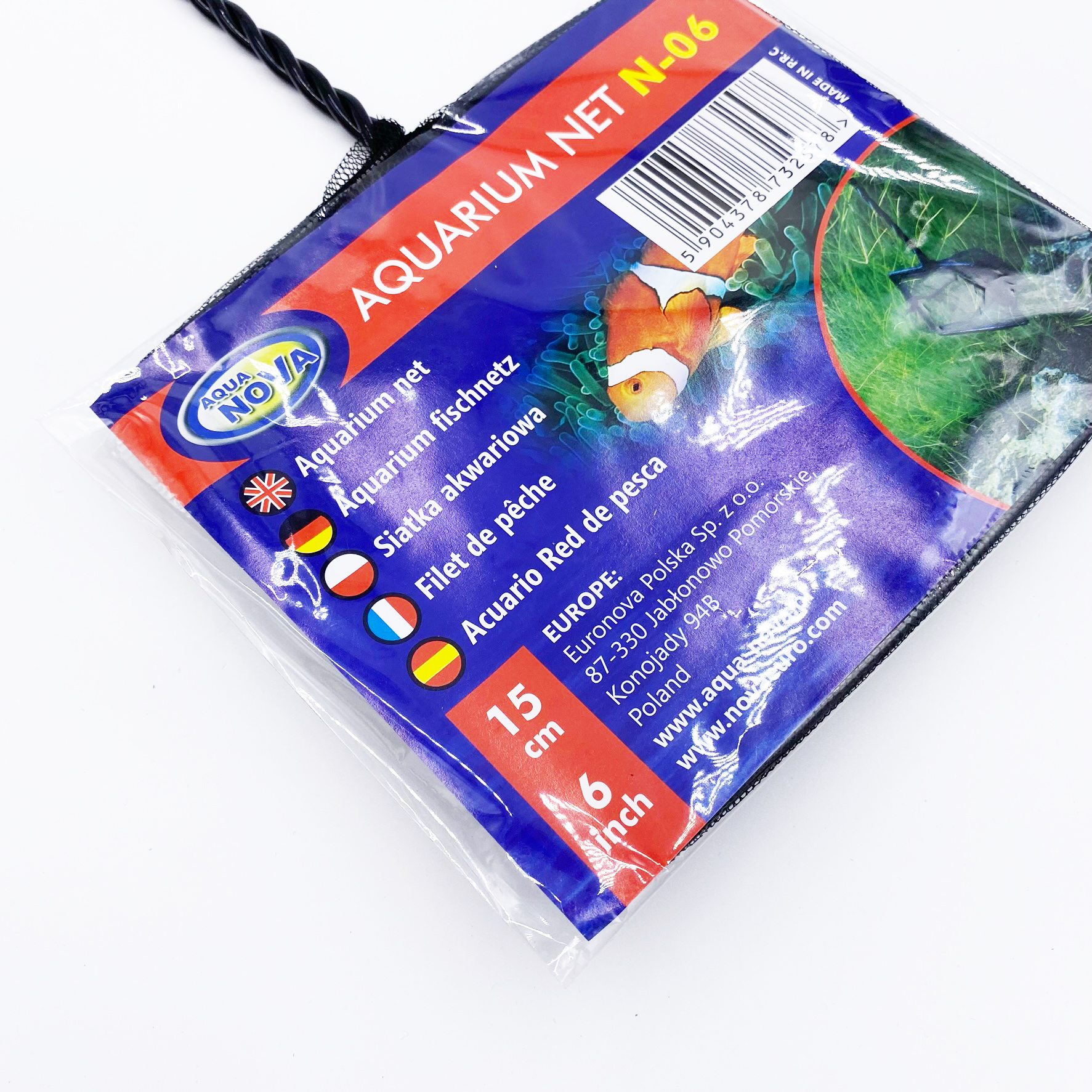 Aqua Nova Kescher Fischfangnetz schwarz - N-06 - 15 cm