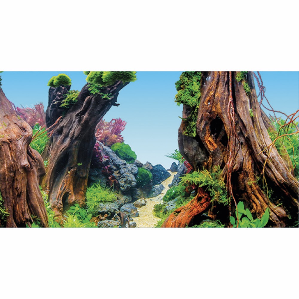 Hobby Aquarium Hintergrund Folie "Green Dream/Wooden Sky" 120x50cm