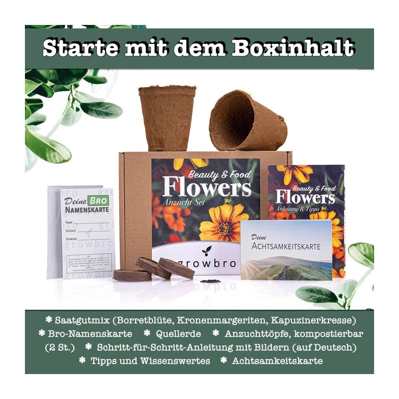 growbro Flower Power - Essbare Blüten Anzucht Set growbro Flower Power - Essbare Blüten Anzucht Set