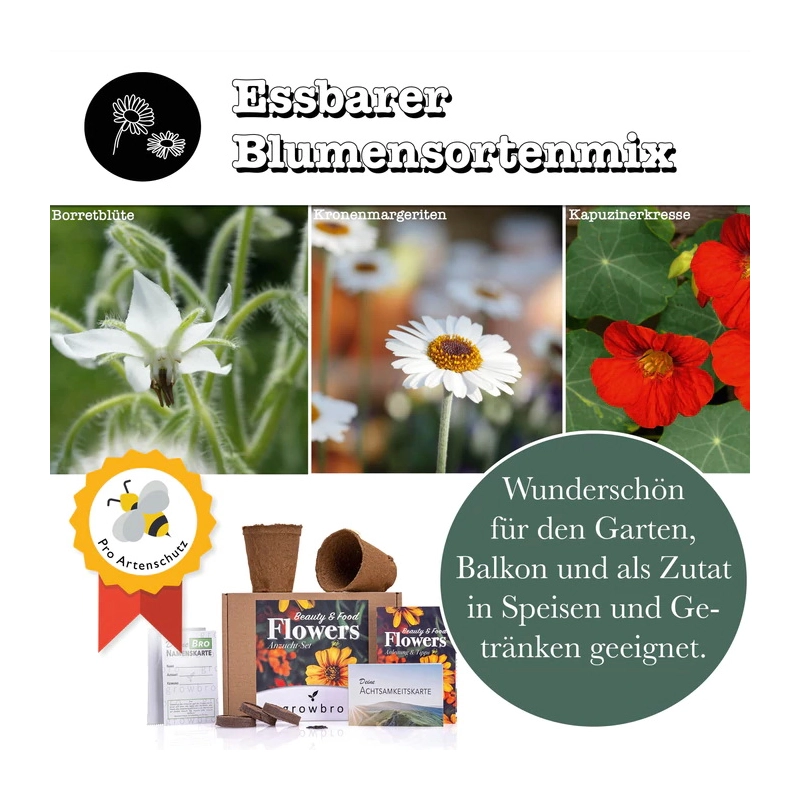 growbro Flower Power - Essbare Blüten Anzucht Set growbro Flower Power - Essbare Blüten Anzucht Set